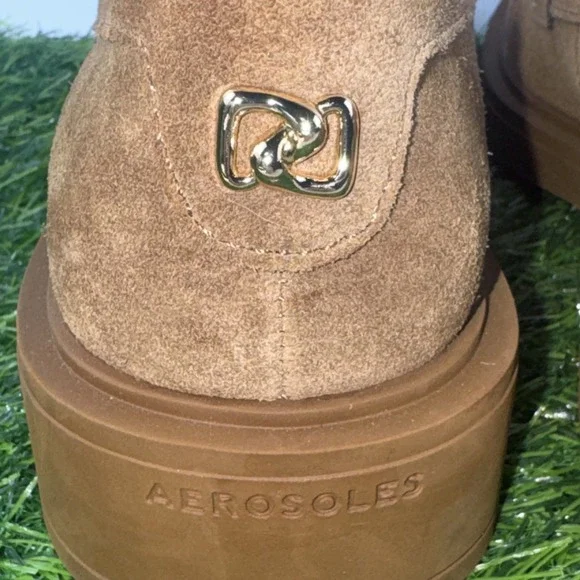 Aerosoles Gelso Block Heel Loafers Tobacco Brown Suede Womens Size 6M Comfort - Picture 6 of 16